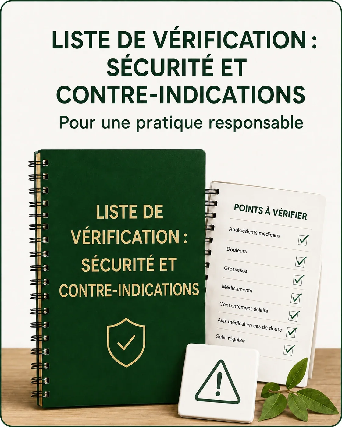 Liste de vérification : sécurité et contre-indications